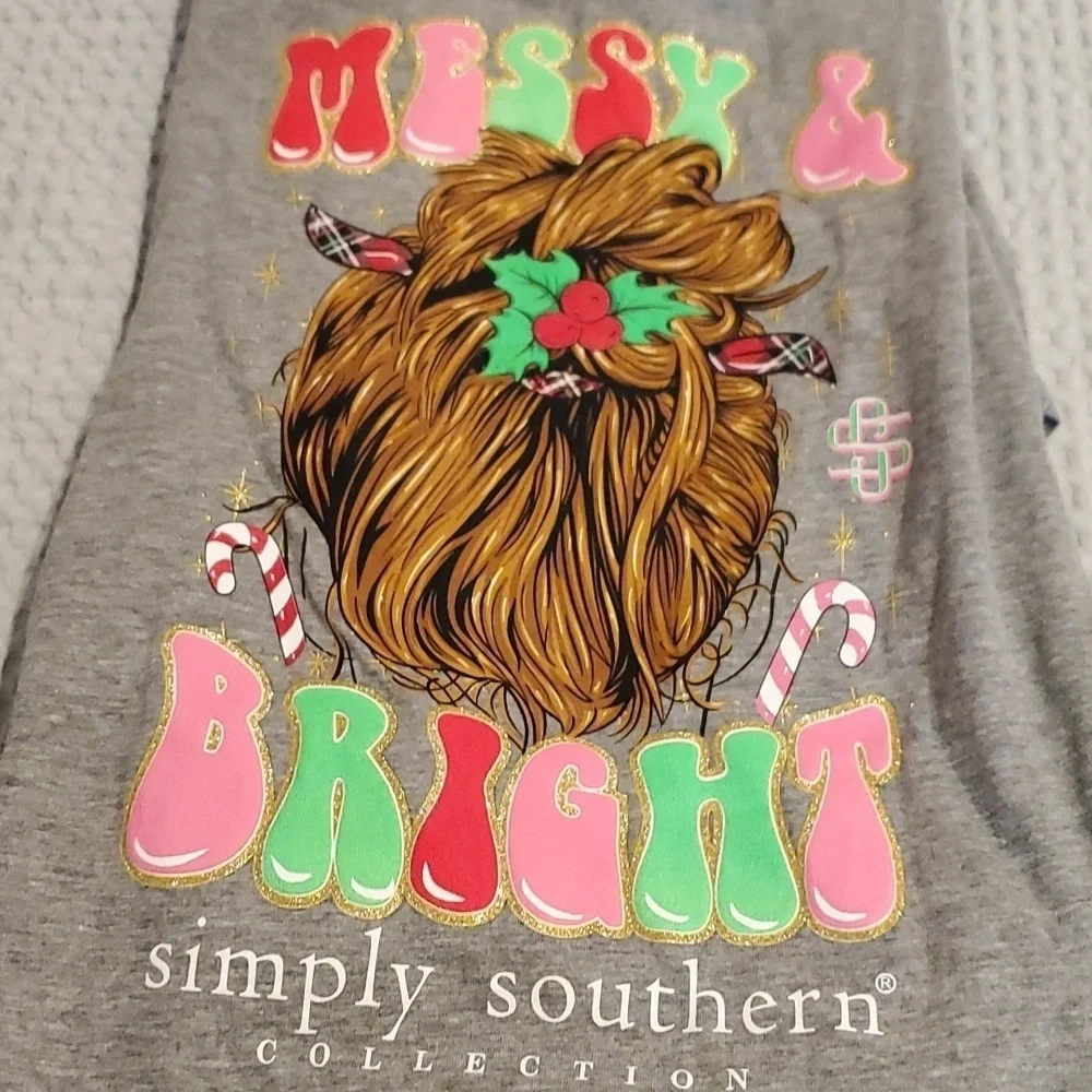 NWT Simply southern ‘messy and bright’ long sleeve shirt Size YM (#20)